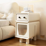 Тумбочка прикроватная с ящиком и стеклянной дверцей Робот Robot Bedside варинант исполнения - 2 | Loft Concept в Уфе