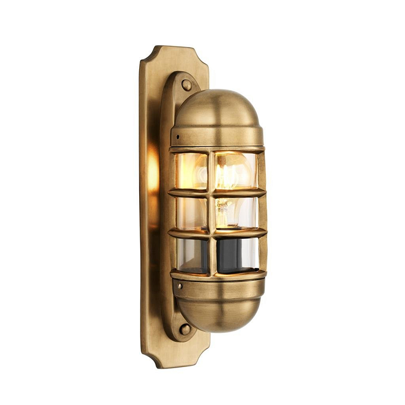 Бра Eichholtz Wall Lamp Le Caprice Brass Латунь Античная полированная Прозрачное Стекло в Уфе | Loft Concept 