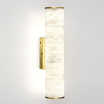 Бра с цилиндрическим плафоном из белого алебастра на прямоугольном основании Латунь Cryptocrystalline Stone варинант исполнения - 1 | Loft Concept в Уфе