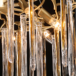 Люстра подвесная золотого цвета с разветвленными ветвями и прозрачными стеклянными подвесками Droplet Chandelier варинант исполнения - 5 | Loft Concept в Уфе