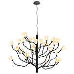 Люстра подвесная черного цвета с ветвями и белыми фарфоровыми цветами Floralis варинант исполнения - 11 | Loft Concept в Уфе