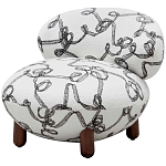 Кресло без подлокотников на деревянных ножках белое с вышивкой Sharp Armchair варинант исполнения - 1 | Loft Concept в Уфе