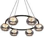 Люстра с круглыми плафонами из дымчато-серого стекла  IONA Grey Glass Chandelier 6 варинант исполнения - 1 | Loft Concept в Уфе