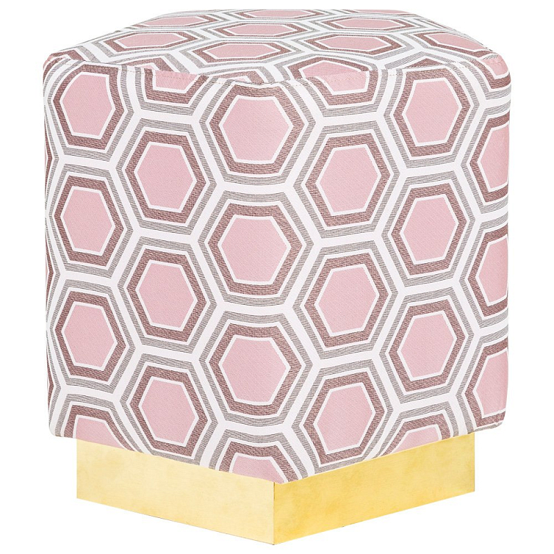 Пуф Hexagon Pink Geometry Латунь Розовый пастельный Белый в Уфе | Loft Concept 