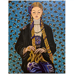 Панно ручная вышивка бисером Портрет девушки в голубых тонах варинант исполнения - 1 | Loft Concept в Уфе