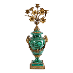 Подсвечник из фарфора с бронзовыми цветочными элементами Malachite Candlestick варинант исполнения - 1 | Loft Concept в Уфе