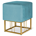 Пуф квадратный голубой велюр на золотом металлическом основании Celeste Blue варинант исполнения - 1 | Loft Concept в Уфе
