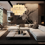 Люстра четырехъярусная с подвесками в форме дисков Cryptocrystalline Stone варинант исполнения - 5 | Loft Concept в Уфе