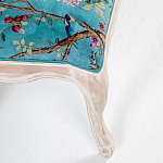 Банкетка из массива бука с цветочным принтом Turquoise Beige Chinoiserie Garden Banquette варинант исполнения - 3 | Loft Concept в Уфе