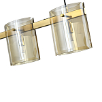 Подвесной светильник светодиодный с 5-ю цилиндрическими плафонами коньячного цвета из стекла и стали Andrea Сhandelier Сognac варинант исполнения - 1 | Loft Concept в Уфе