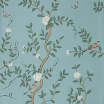 Обои ручная роспись Gustavian Garden Special Colourway on Duck Egg dyed silk варинант исполнения - 2 | Loft Concept в Уфе