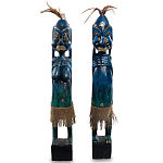 Комплект из 2-х деревянных статуэток Asmat Statuettes Dark Blue варинант исполнения - 4 | Loft Concept в Уфе