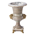 Ваза с овнами из фарфора с бронзовыми элементами Bronze Aries варинант исполнения - 1 | Loft Concept в Уфе