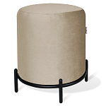 Банкетка круглая бежевый велюр на 4-х металлических ножках черного цвета SANJAY варинант исполнения - 1 | Loft Concept в Уфе