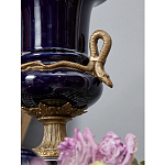 Ваза темно-синего цвета из фарфора с бронзовыми ручками в виде змей Высота 39 см Eden Garden porcelain and bronze варинант исполнения - 2 | Loft Concept в Уфе