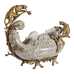 Чаша для фруктов из фарфора бронзовыми фигурками леопардов Eden Garden варинант исполнения - 2 | Loft Concept в Уфе