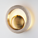 Бра с бежевым текстурным кольцом и латунным шаром в центре Tactile  варинант исполнения - 3 | Loft Concept в Уфе