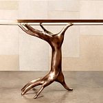 Обеденный стол с фигурным декором бронзового цвета Dichotomy racetrack варинант исполнения - 2 | Loft Concept в Уфе