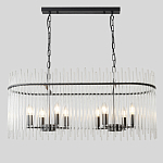 Люстра подвесная овальная со стеклянными прозрачными трубками и металлическим каркасом черного цвета Nembus варинант исполнения - 1 | Loft Concept в Уфе