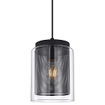 Подвесной светильник с сетчатым металлическим плафоном цилиндрической формы черный Metal Mesh варинант исполнения - 1 | Loft Concept в Уфе