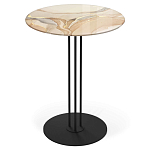 Стол журнальный круглый с бежевой столешницей из стекла Beige Marble варинант исполнения - 1 | Loft Concept в Уфе