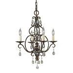 Люстра бронзового цвета с 4-мя лампами и подвесками из оптического стекла в классическом стиле Feiss варинант исполнения - 1 | Loft Concept в Уфе