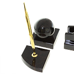 Настольный письменный набор из чёрного обсидиана с декором в виде льва Golden Lion варинант исполнения - 5 | Loft Concept в Уфе