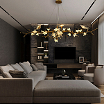 Люстра в виде золотой ветки с цветами и птичками Marvelous Garden варинант исполнения - 1 | Loft Concept в Уфе