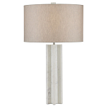 Настольная лампа мраморная с тканевым цилиндрическим абажуром Sharpened варинант исполнения - 3 | Loft Concept в Уфе