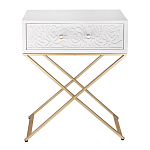 Приставной столик с выдвижным ящиком  White Table Carved Pattern варинант исполнения - 4 | Loft Concept в Уфе