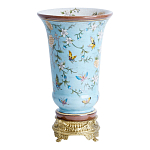 Ваза из голубого фарфора с бронзовыми элементами Blue Garden варинант исполнения - 2 | Loft Concept в Уфе