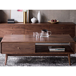 Кофейный стол из дерева с ящиком и нишей для хранения Coffee Walnut Table варинант исполнения - 1 | Loft Concept в Уфе