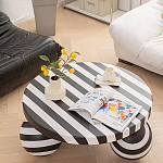 Дизайнерский журнальный стол круглый в чёрно-белую полоску Mypel варинант исполнения - 1 | Loft Concept в Уфе