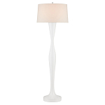 Торшер белый с тканевым абажуром на деревянном основании Graceful Silhouette варинант исполнения - 3 | Loft Concept в Уфе