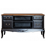 ТВ-тумба черная из массива березы с 4-мя ящиками и 2-мя полками в стиле прованс Vintage  варинант исполнения - 1 | Loft Concept в Уфе