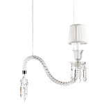 Подвесной светильник с белым текстильным абажуром и изогнутым хрустальным основанием с подвесками Lustre Reverie варинант исполнения - 1 | Loft Concept в Уфе