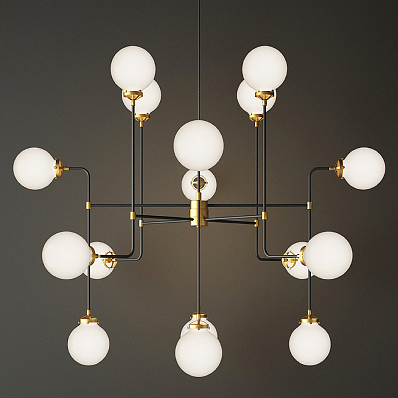 Люстра БИСТРО Globe Clear Glass Chandelier 16 Milk Черный в Уфе | Loft Concept 
