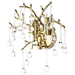 Бра в форме ветвей деревьев золотого цвета с прозрачными подвесками-каплями Droplet Bra варинант исполнения - 1 | Loft Concept в Уфе