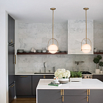 Подвесной светильник с белым плафоном в форме шара в арочной подвеске Hinkley варинант исполнения - 19 | Loft Concept в Уфе