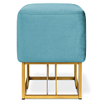 Пуф квадратный голубой велюр на золотом металлическом основании Celeste Blue варинант исполнения - 2 | Loft Concept в Уфе