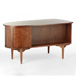 Дизайнерский письменный стол округлой формы с 4-мя ящиками и дверкой с полочками Rili варинант исполнения - 1 | Loft Concept в Уфе