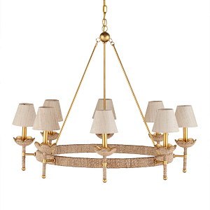 Люстра из кованого железа с отделкой плетеной веревкой и сусальным золотом Parisian Style