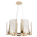 Люстра подвесная круглая с мраморными прямоугольными вставками и золотым основанием Диаметр 55 см Marble square Chandelier варинант исполнения - 2 | Loft Concept в Уфе