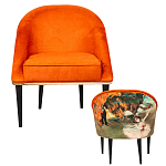 Кресло из натурального бука оранжевое с цветным принтом Impressionism in Art варинант исполнения - 2 | Loft Concept в Уфе