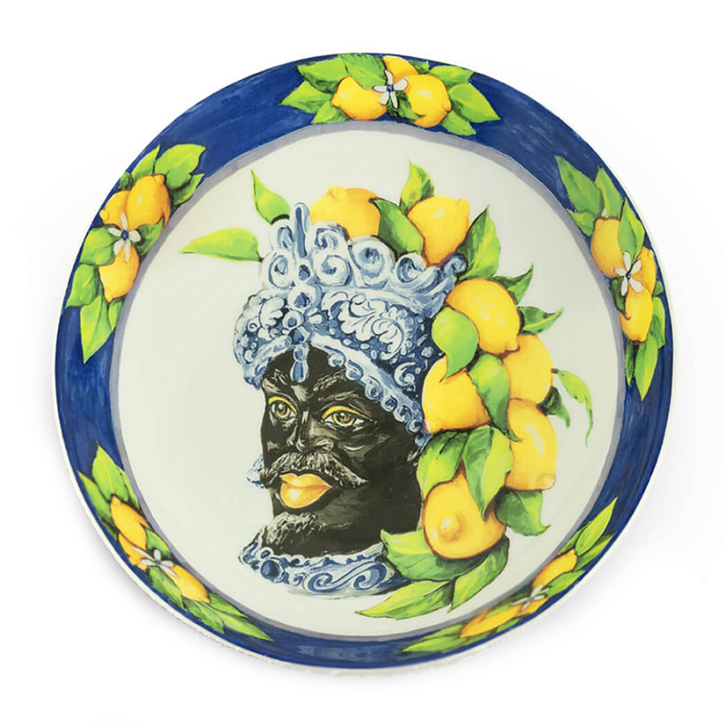 Тарелка Abhika SOUP PLATE MORO HEAD D 22,5 Blue Темно-синий Желтый в Уфе | Loft Concept 