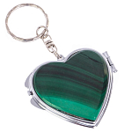 Зеркало брелок складное двухстороннее в форме сердца из натурального камня Малахит Stone Mirrors варинант исполнения - 1 | Loft Concept в Уфе