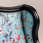 Трехместный диван из натурального бука бирюзовый с изображением птиц и цветов Turquoise Chinoiserie Garden Sofa варинант исполнения - 6 | Loft Concept в Уфе