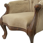 Кресло с мягкой обивкой из светло-коричневого велюра на 4-х деревянных ножках Evelyn Classical Armchair варинант исполнения - 4 | Loft Concept в Уфе