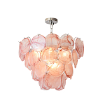 Люстра с каскадом из круглых розовых стеклянных дисков Pink Light Waterfall варинант исполнения - 3 | Loft Concept в Уфе