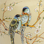 Настольная лампа бежевая с изображением птиц Slip Away варинант исполнения - 6 | Loft Concept в Уфе